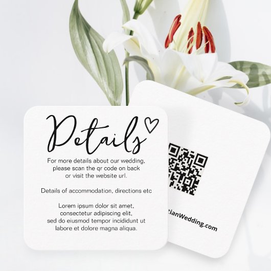 Nichts Extravagant, nur Liebe einfacher QR-Code Begleitkarte