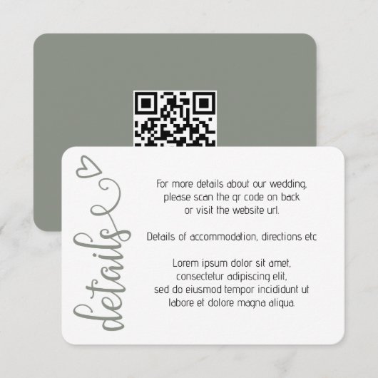 Nichts Extravagant, nur Liebe einfacher QR-Code Begleitkarte (Vorne/Hinten)