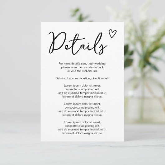 Nichts Extravagant, nur Liebe einfacher QR-Code Begleitkarte (Stehend Vorderseite)