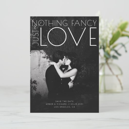 Nichts Extravagant nur Liebe Einzigartig Moderne H Save The Date (Stehend Vorderseite)