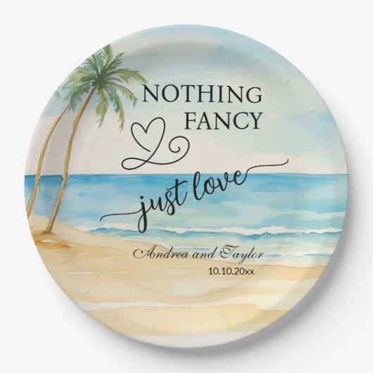 Nichts Extravagant nur Liebe Elegante Hochzeit Pappteller (Vorderseite)