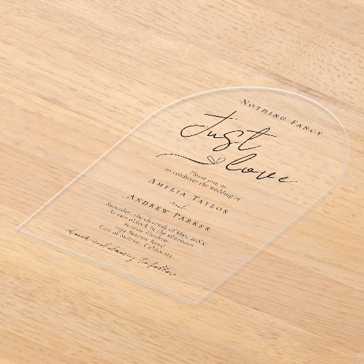 Nichts Extravagant nur Liebe Eleganter QR-Code Hoc Acryleinladungen (Ablage )