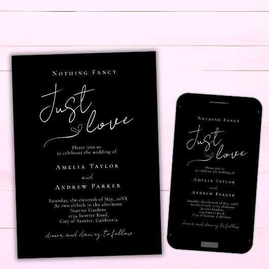 Nichts Extravagant nur Liebe Eleganter QR-Code Hoc Einladung