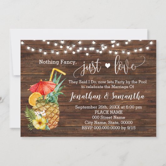 Nichts Extravagant nur Liebe Eloped Pool Party lad Save The Date (Vorderseite)