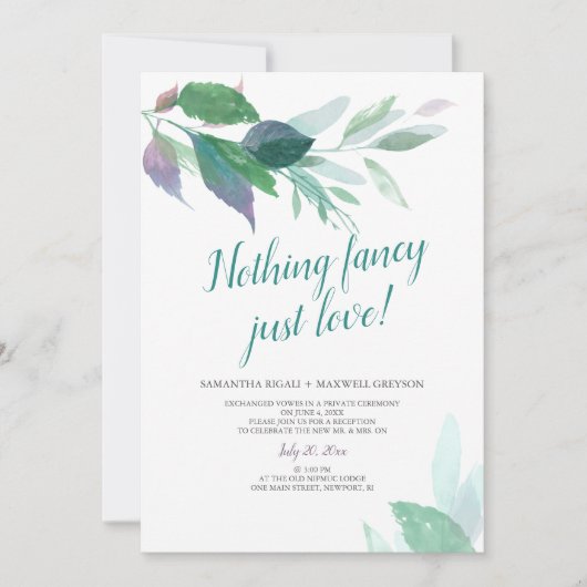 Nichts Extravagant nur Liebe Elopement Hochzeit Einladung (Vorderseite)