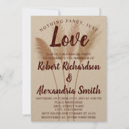 Nichts Extravagant nur Liebe Elopement Pampas Gras Einladung