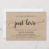 Nichts Extravagant nur Liebe, Elopement, rustikale Einladung (Vorderseite)