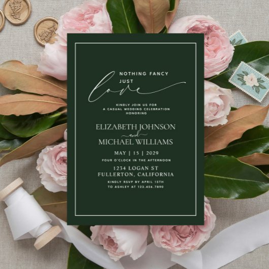 Nichts Extravagant nur Liebe Emerald Lässig Weddin Einladung