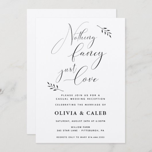 Nichts Extravagant nur Liebe Empfang Einladung (Vorne/Hinten)