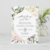 Nichts extravagant nur Liebe Floral Foto Boho Wedd Einladung (Stehend Vorderseite)