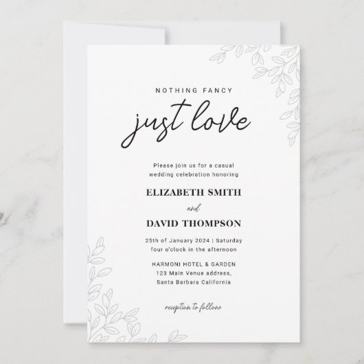 Nichts Extravagant nur Liebe Foto Blätter Hochzeit Einladung (Vorderseite)