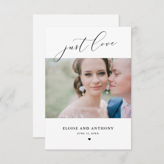 Nichts Extravagant nur Liebe Foto Elopement Card Ankündigung (Vorne/Hinten)