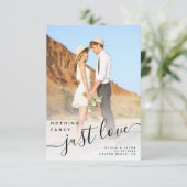 Nichts Extravagant nur Liebe Foto Hochzeit Dankeskarte (Stehend Vorderseite)