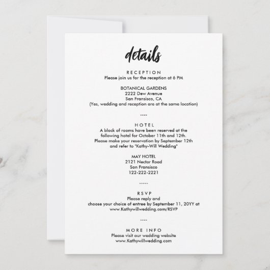 Nichts Extravagant nur Liebe Foto in einer Hochzei Einladung (Rückseite)