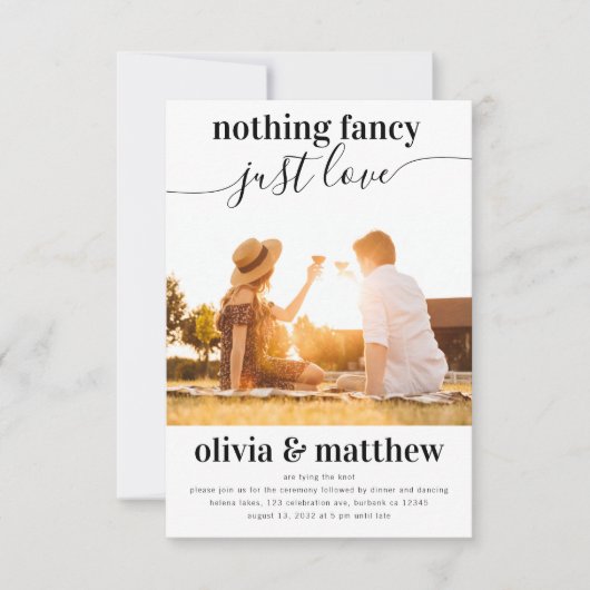 Nichts Extravagant nur Liebe Foto QR Code Hochzeit Einladung (Vorderseite)