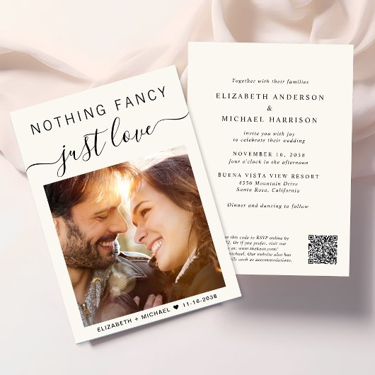 Nichts Extravagant nur Liebe Foto QR Code Hochzeit Einladung