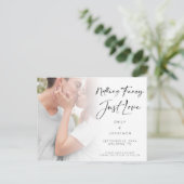 Nichts Extravagant nur Liebe Foto Save the Date Postkarte (Stehend Vorderseite)