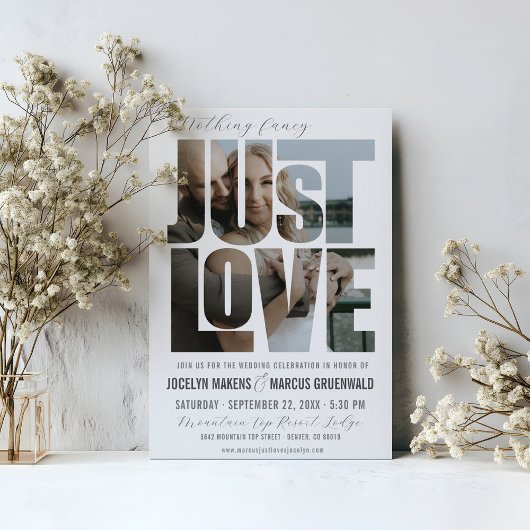 Nichts Extravagant nur Liebe Foto Worte Moderne Ho Einladung