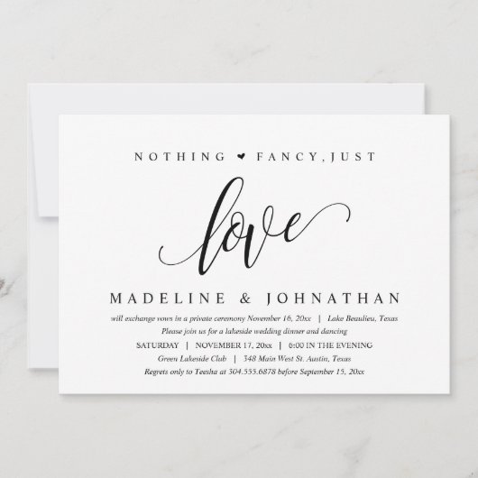 Nichts Extravagant, nur Liebe glücklich je nach Pa Einladung (Vorderseite)