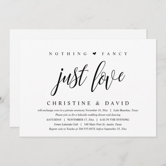 Nichts Extravagant, nur Liebe, glücklicherweise je Einladung (Vorne/Hinten)