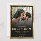 Nichts Extravagant nur Liebe Gold Black Foto Hochz Einladung (Rückseite)