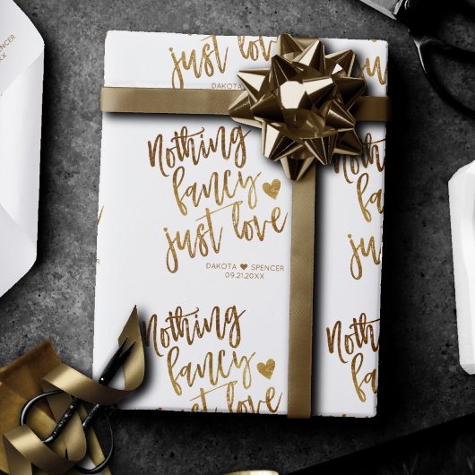 Nichts Extravagant nur Liebe | Gold Heart Micro We Geschenkpapier