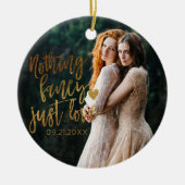 Nichts Extravagant nur Liebe | Gold Heart Wedding Keramik Ornament (Vorne)