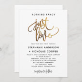 Nichts Extravagant nur Liebe Gold Script Typografi Einladung (Vorne/Hinten)