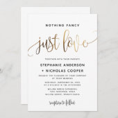 Nichts Extravagant nur Liebe Gold Script Typografi Einladung (Vorne/Hinten)