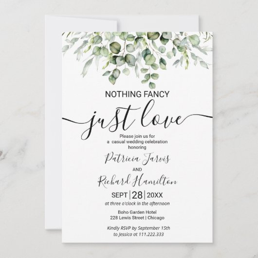 Nichts Extravagant nur Liebe Greenerity Wedding Einladung (Vorderseite)