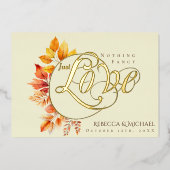 Nichts Extravagant nur Liebe Herbstlaube Hochzeit Folieneinladung (Vorderseite)