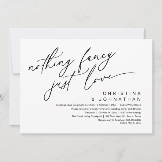 Nichts Extravagant nur Liebe Hochzeit Abendessen P Einladung (Vorderseite)