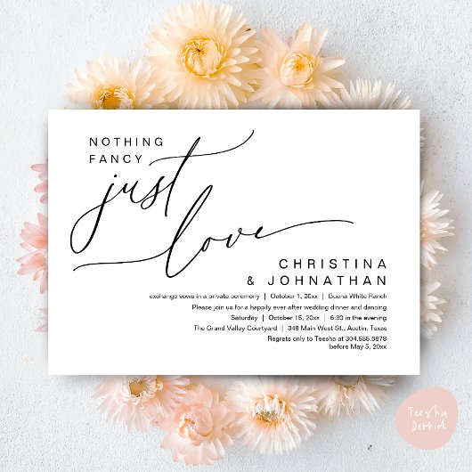 Nichts Extravagant nur Liebe Hochzeit Abendessen P Einladung