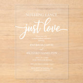 Nichts Extravagant nur Liebe Hochzeit Acryleinladungen (Vorderseite)