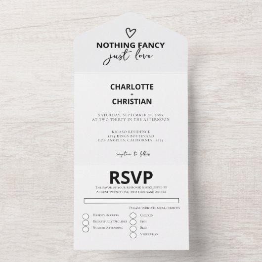 Nichts Extravagant nur Liebe Hochzeit All In One Einladung (Innen Boden)