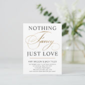 Nichts Extravagant nur Liebe Hochzeit Ankündigung  Postkarte (Stehend Vorderseite)
