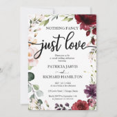 Nichts Extravagant nur Liebe Hochzeit Burgund Flor Einladung (Vorderseite)