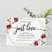 Nichts Extravagant nur Liebe Hochzeit Burgundy Geo Einladung (Stehend Vorderseite)