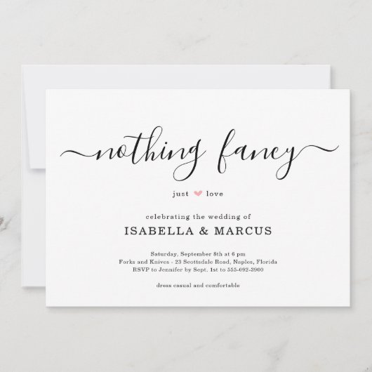 Nichts Extravagant nur Liebe Hochzeit Einladung (Vorderseite)