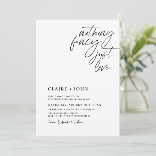 Nichts Extravagant nur Liebe Hochzeit Einladung (Stehend Vorderseite)