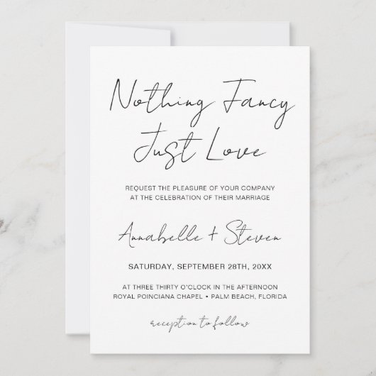 Nichts Extravagant nur Liebe Hochzeit Foto Einladung (Vorderseite)