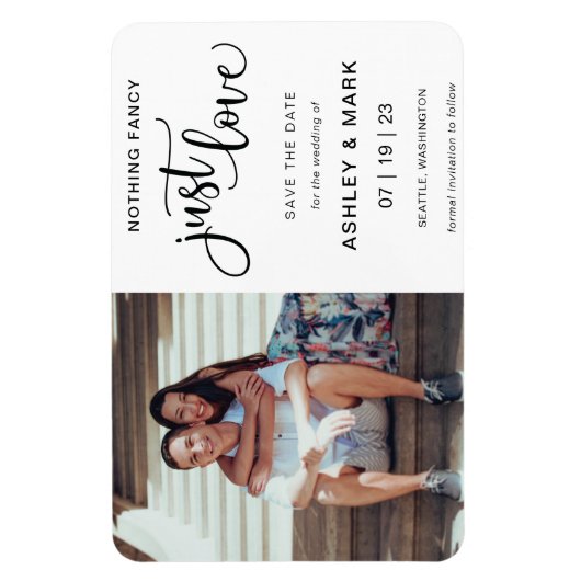 Nichts Extravagant nur Liebe Hochzeit Foto Rettete Magnet (Vertikal)