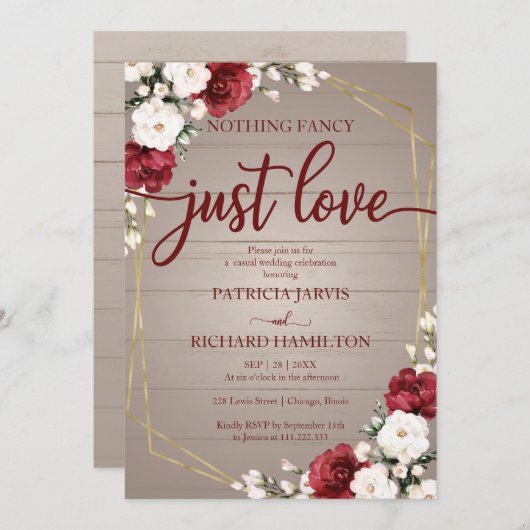 Nichts Extravagant nur Liebe Hochzeit geometrisch Einladung (Vorne/Hinten)