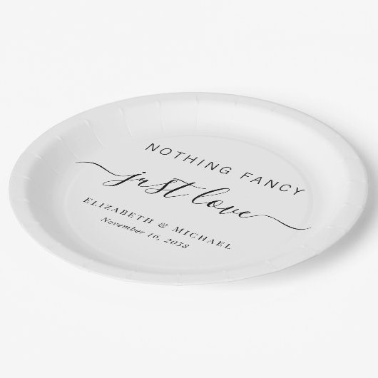 Nichts Extravagant nur Liebe Hochzeit Pappteller (Schrägansicht)