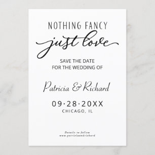 Nichts Extravagant nur Liebe Hochzeit speichern da Einladung