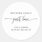 Nichts Extravagant nur Liebe Hochzeit Umschlag Auf Runder Aufkleber (Vorderseite)