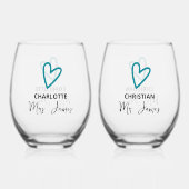 Nichts Extravagant nur Liebe Hochzeit Weinglas Ohne Stiel (Rückseite)