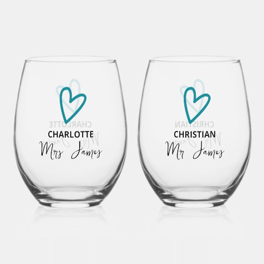 Nichts Extravagant nur Liebe Hochzeit Weinglas Ohne Stiel (Vorderseite)