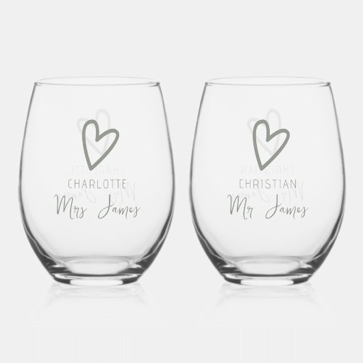 Nichts Extravagant nur Liebe Hochzeit Weinglas Ohne Stiel (Rückseite)