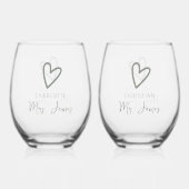 Nichts Extravagant nur Liebe Hochzeit Weinglas Ohne Stiel (Vorderseite)